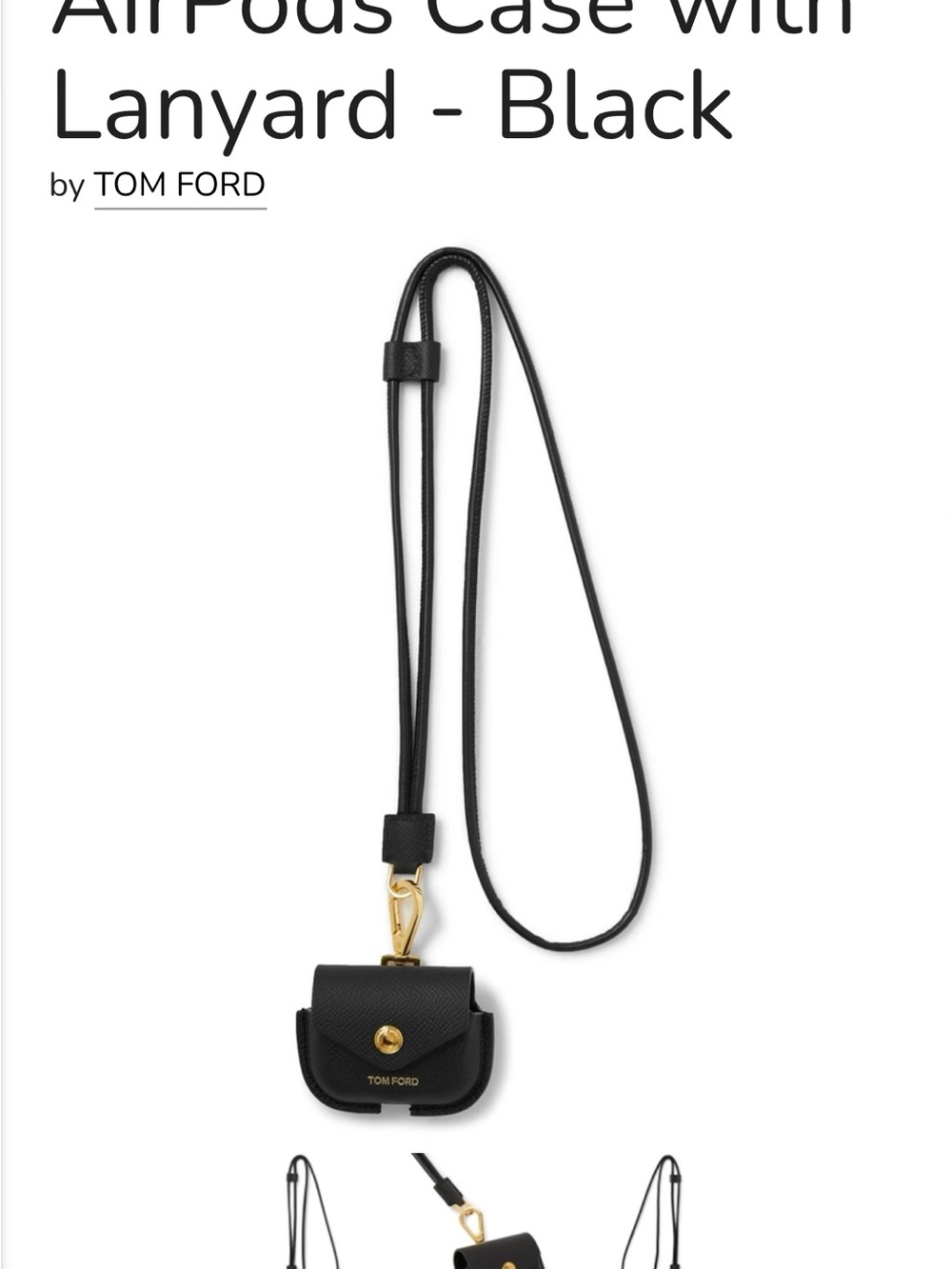Tom Ford Black and White Leather AirPods Case with Gold Hardware